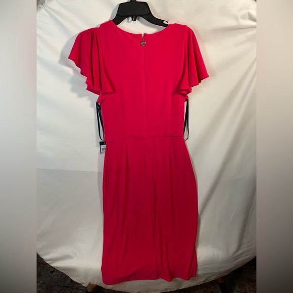 Tommy Hilfiger women's pink belted short sleeve jewel neck dress - Picture 4 of 4